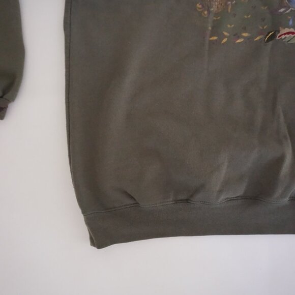 Vintage Northern Reflections Green Birdhouse Birds Leaves Sweatshirt Cabincore M - Picture 6 of 11